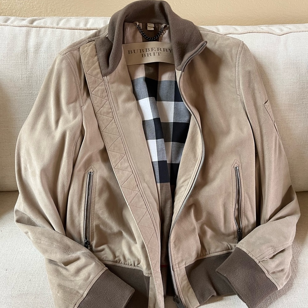 Burberry brit suede bomber jacket. Men’s size medium. - Picture 2 of 8